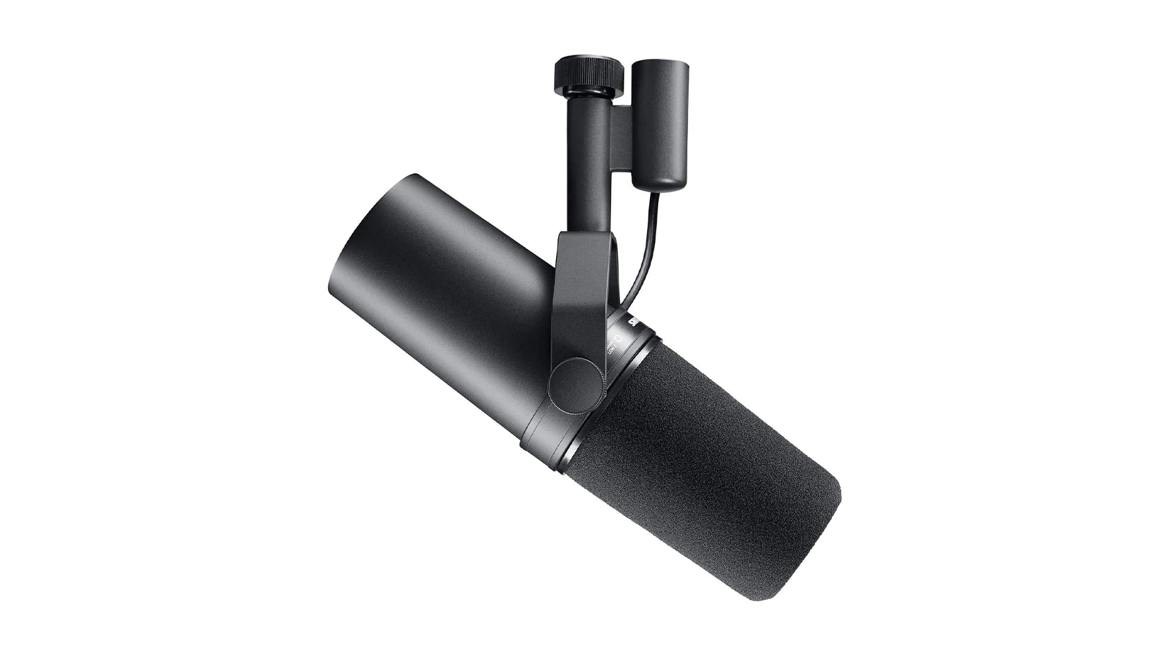 The Shure SM7B in profile against white background.